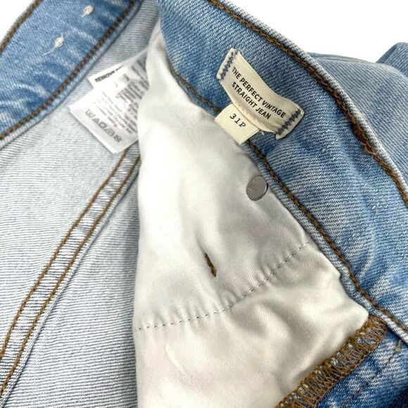 Madewell Perfect Vintage Straight Jean in Danby Wash: Knee-Rip Size‎ 31P Petite - Picture 5 of 9